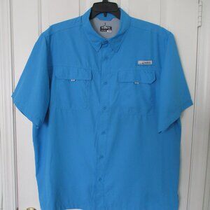 Habit Mens S/S Blue Quick Dry Active Vented-back UPF 40+ Fishing Shirt NWOT - XL
